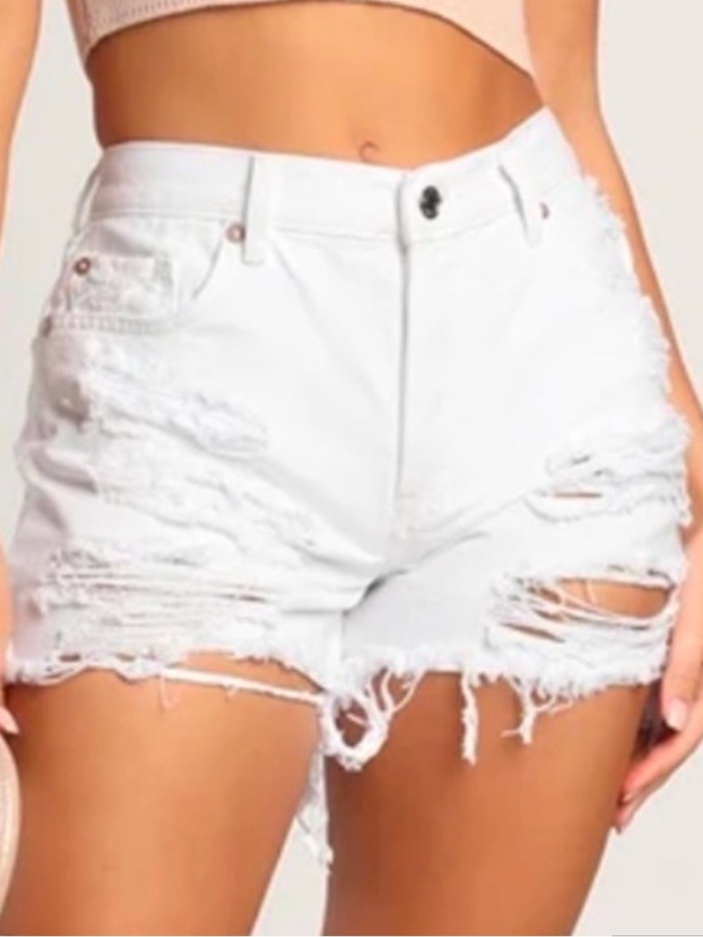 Free People We The Free white raw hem distressed denim shorts size 28 NWT